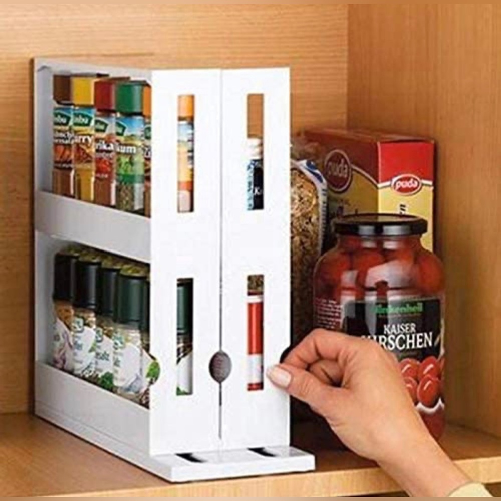 Rotating Spice Rack Organizer, Double Layer Spice Jar Holder - Picture 4 of 9